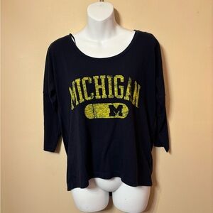 Champion navy blue Michigan UofM Women's quarter Sleeve Tee